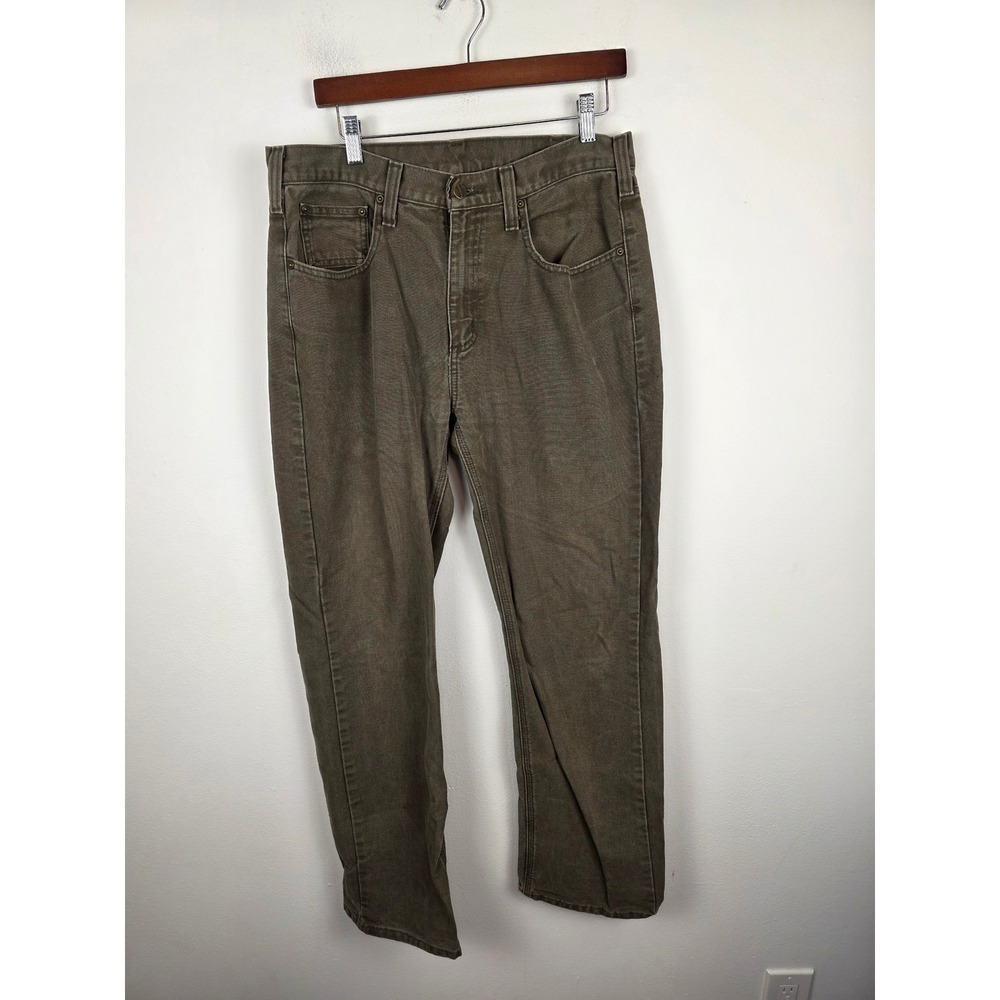 Carhartt Mens Relaxed Fit Duck Canvas Work Pants Olive Green 33x32 100096-909